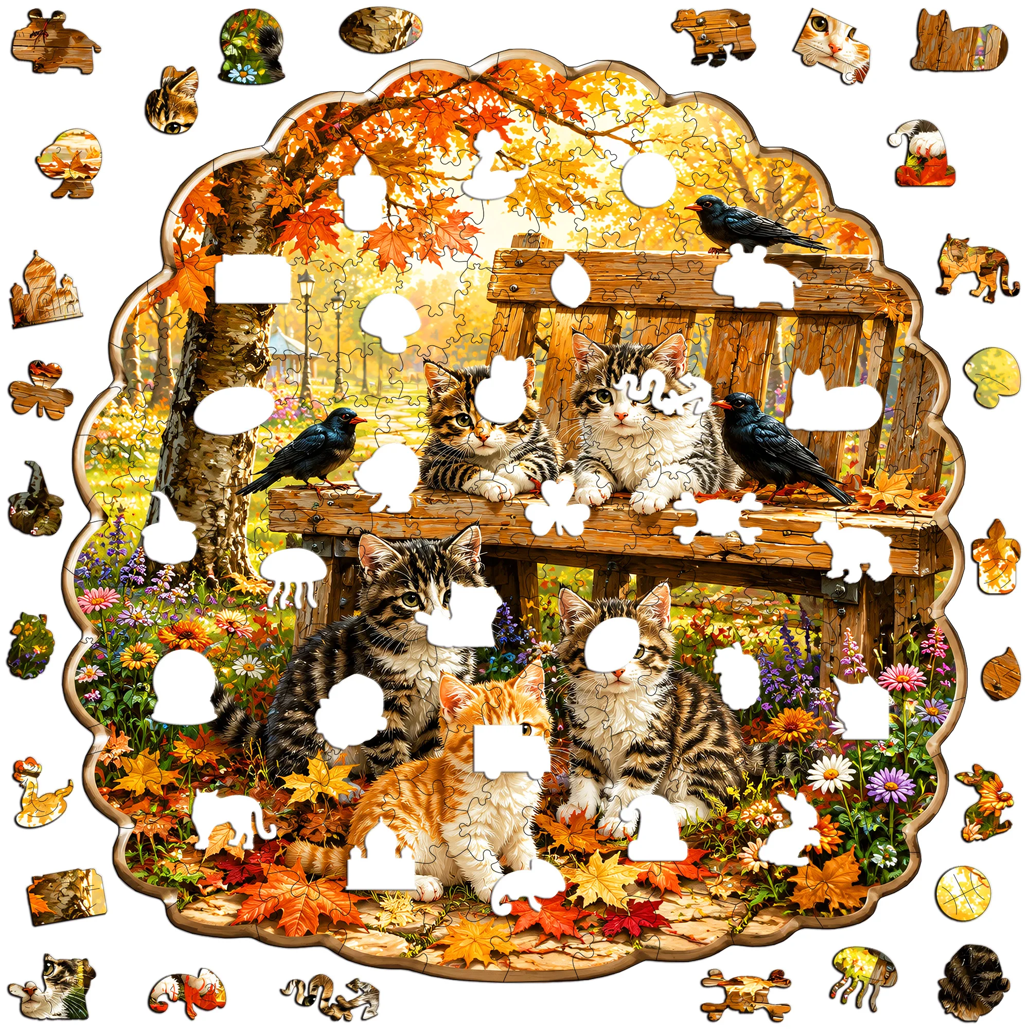 Gingerbread Village Flat Wooden Puzzle - Brain Teaser - Animal Jigsaw Puzzle - Tabletop Puzzle Game - Ideal Gift for Holidays