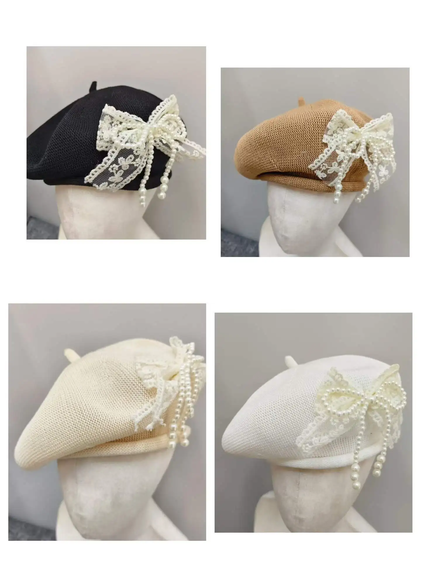 Retro Versatile And Fashionable Bow Beret Woman's Autumn And Winter Outdoor Keep Warmth Tidal Current Artist Hats