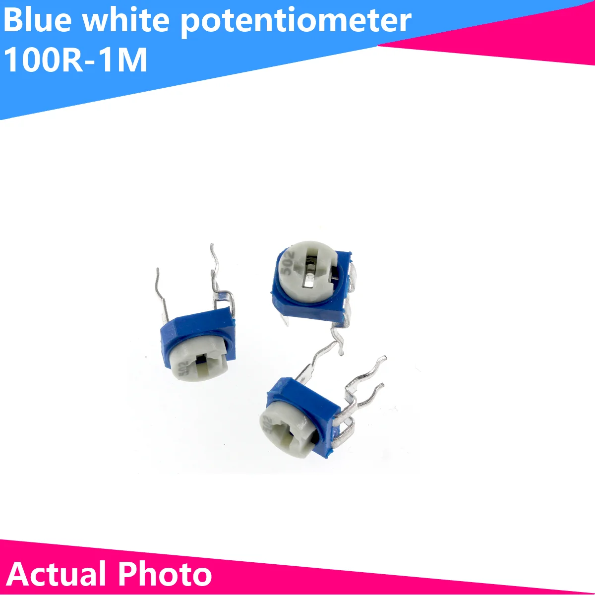 

20Pcs 100-1MOhm Blue&White Variable Horizontal Adjustable Variable Trimmer Resistor RM065 Rm-065 Potentiometer Assortment Kit