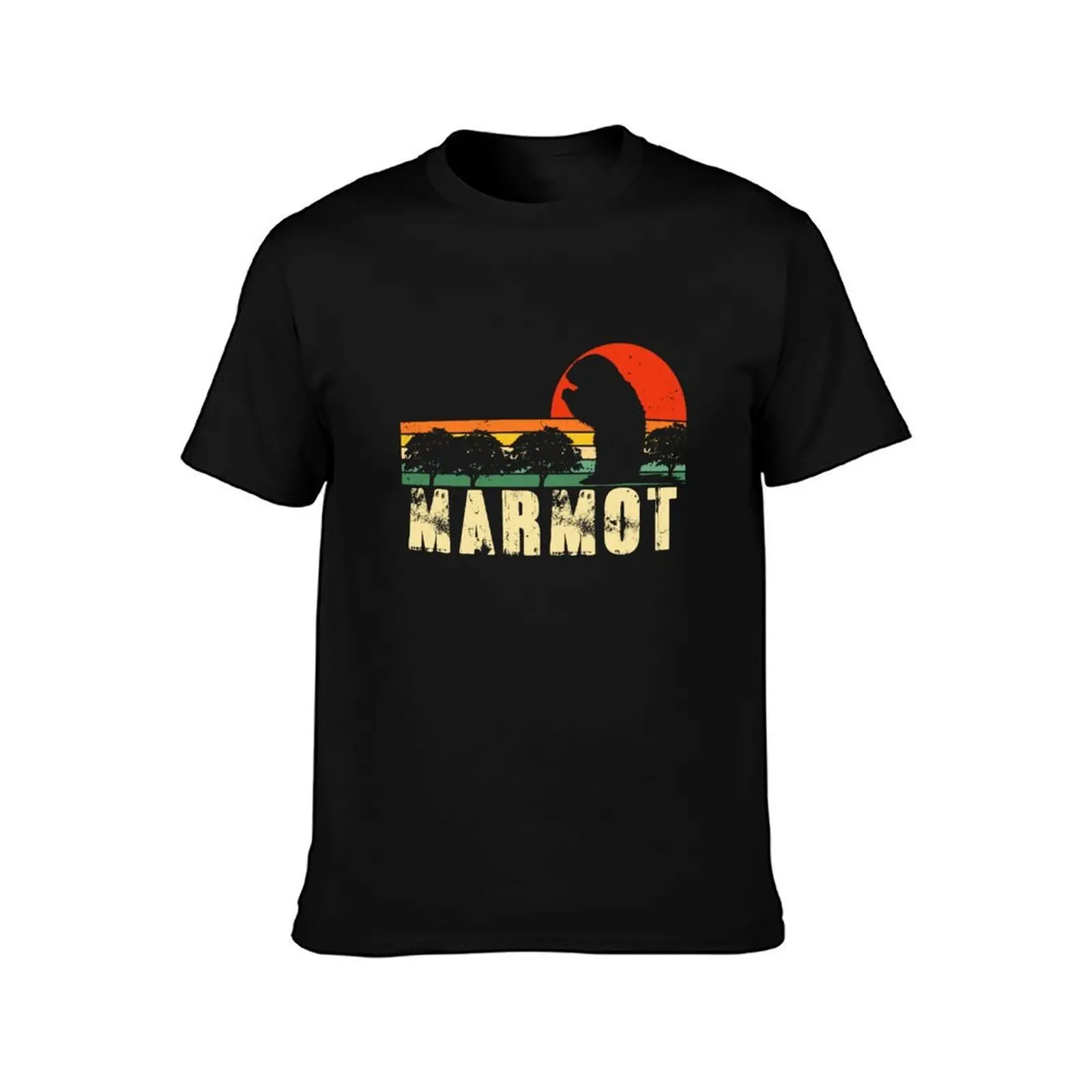 Vintage Sunset Marmot for Groundhog Day - Funny Marmot Lovers Gift T-Shirt Casual Work Wear T-Shirt