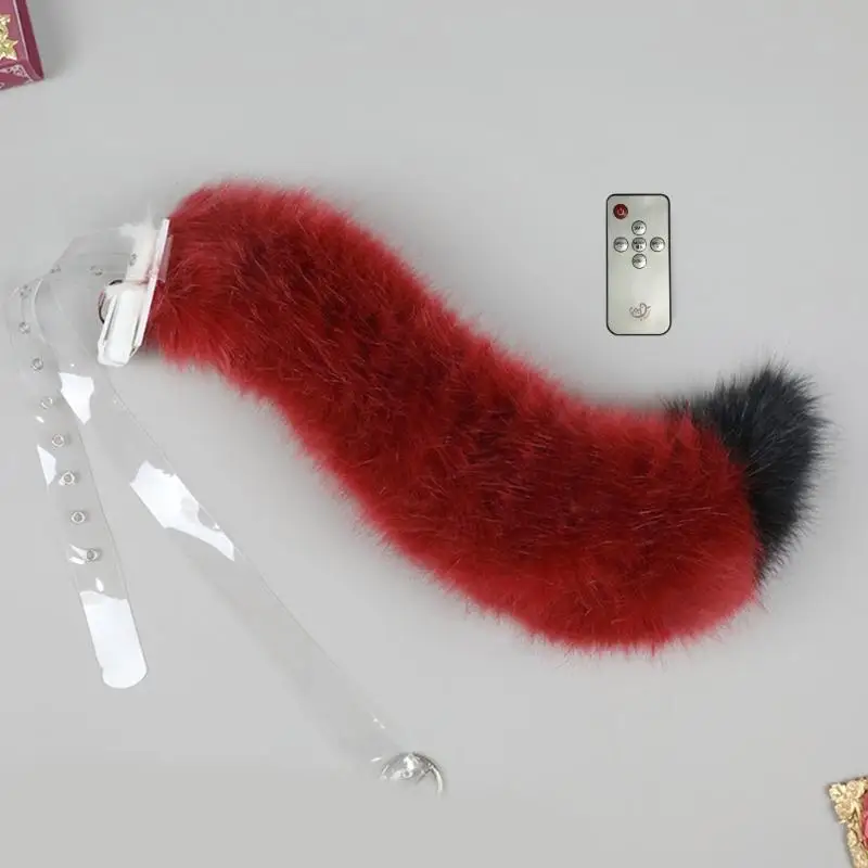 h58e 전기 늑대 귀 귀와 꼬리 모피 늑대 귀에 머리 밴드 테일 할로윈 코스프레 늑대 의상 액세서리 어린이 성인