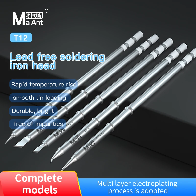 MaAnt lead-free soldering iron tips with copper heat sharp straight curve arc blade tips telephone repair parts T12 I J SK