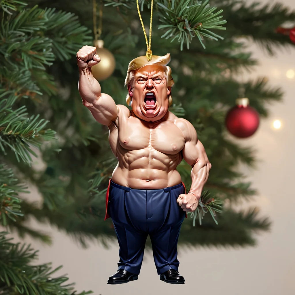 

3pcs Cartoon Trump Politician Acrylic Pendant Hanging Christmas Ornaments for Car Interior Christmas Tree Decorations Home Decor