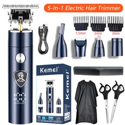 Kemei 5 in1 tagliacapelli elettrico tagliacapelli Kit di bellezza tagliacapelli per uomo rasoio elettrico macchina da taglio ricaricabile per capelli