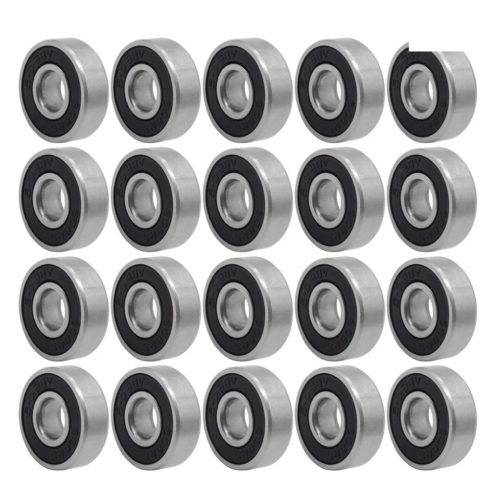 20pcs 608 2 Inline Roller Skate Wheel Bearing Anti-rust Skateboard Wheel Bearing Sealed -9 (Red)