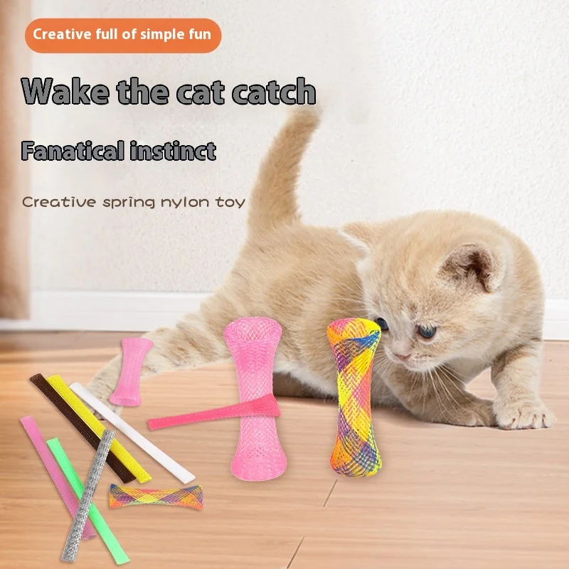 Grinding Claws Biting Telescopic Elastic Colorful Spring Tube Cat Vent Toy Stick