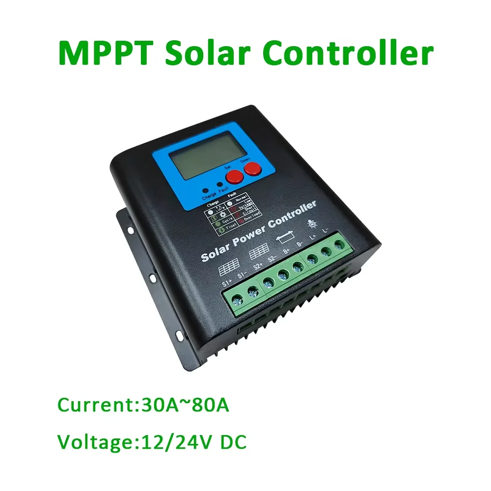 30A 40A 50A MPPT Solar Charge Controller 12V 24V Solar Panel Battery Intelligent Regulator for Lead-acid/Lithium