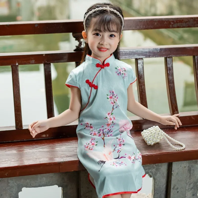 

Китайское платье-ципао, костюм Ханьфу для косплея, детская одежда, танцевальный наряд для девочек, платье в китайском стиле, летнее платье в этническом стиле