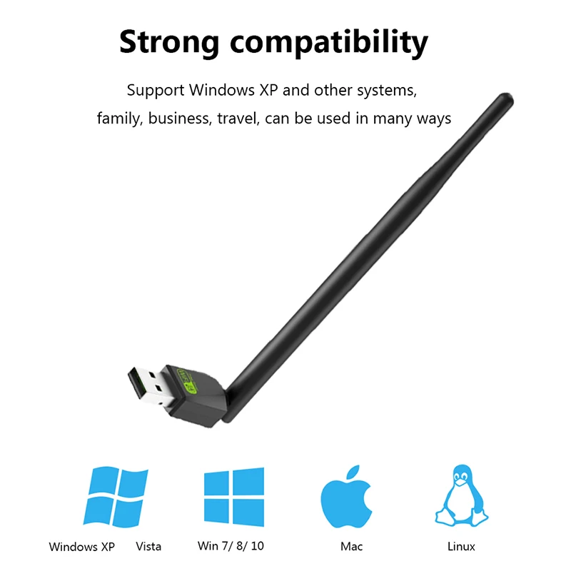 150Mbps WIFI 어댑터 무선 네트워크 카드 MT7601 5dbi USB WiFi 어댑터 LAN Wi-Fi 수신기 동글 안테나 802.11n PC Windows용