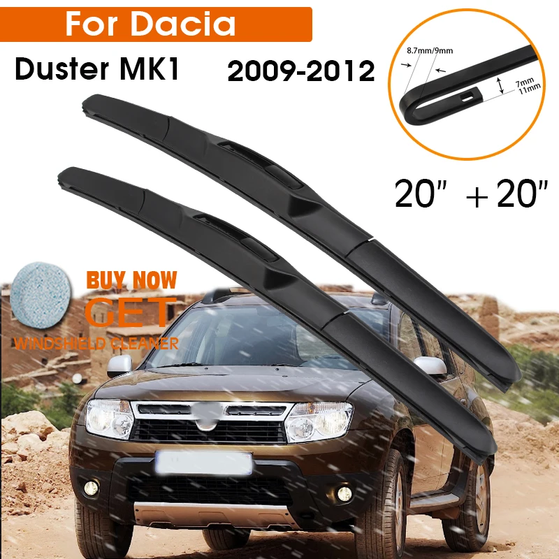 Car Wiper For Dacia Duster MK1 2009-2012 Windshield Rubber Silicon Refill Front Window Wiper 20"+20" LHD RHD Auto Accessories