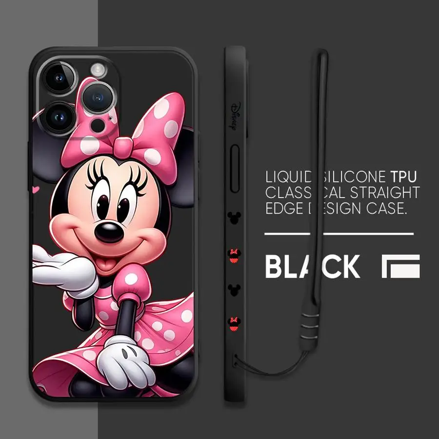 Casing Sampul Lembut Disney Minnie Mouse untuk iPhone 16 14 15 Plus XS 11 12 13 Pro Max 7 8 XR 16e
