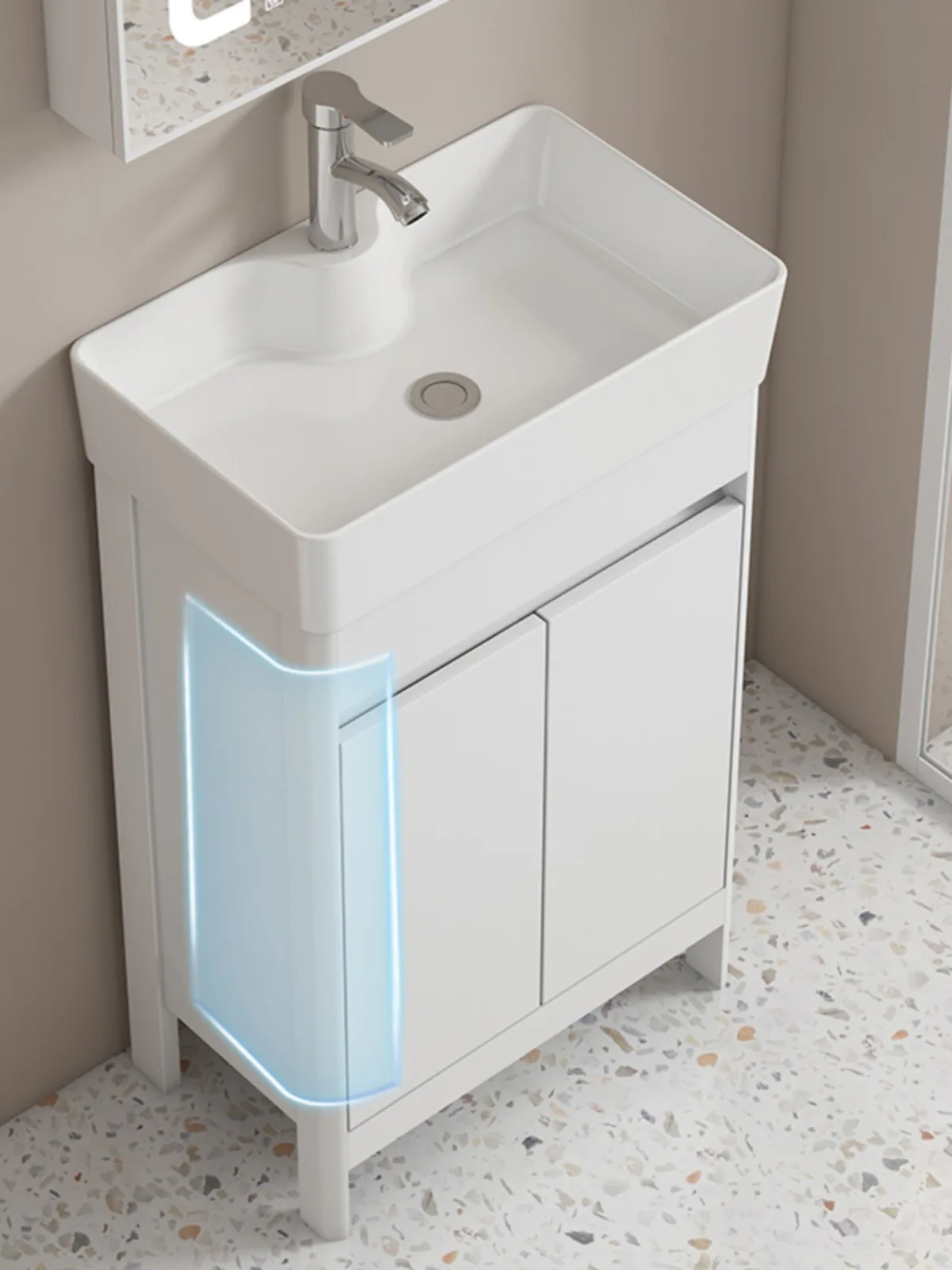 

Small Apartment Bathroom Vanity Wash Basin Cabinet Combined Bathroom Wash Basin Washbasin Storage Sink Balcony Space Aluminum