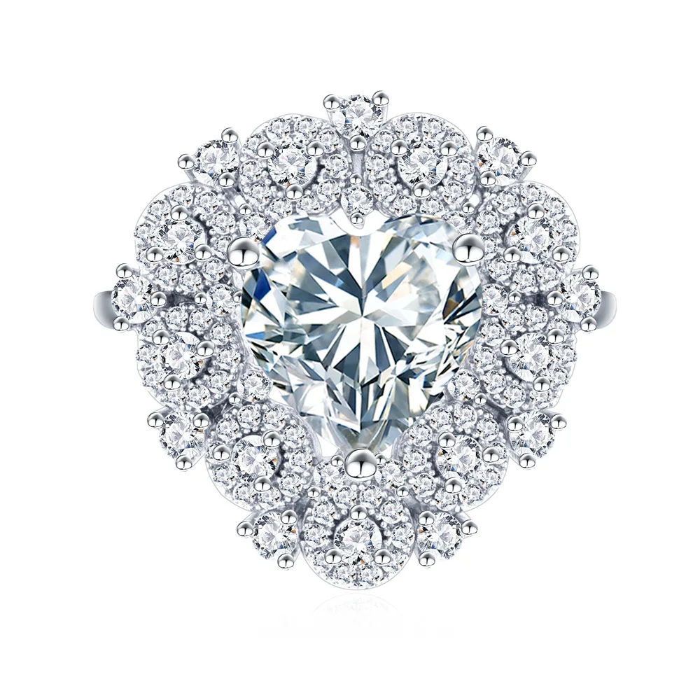 

S925 Silver 4ct Moissanite Solitaire Ring - Romantic Garden Series US 6/7/8