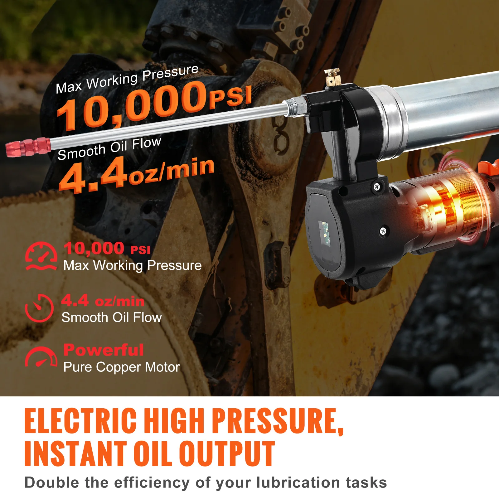 SucceBuy 10000PSI 20-вольтовый беспроводной электрический смазочный пистолет, комплект с питанием от батареи и двумя батареями, чехол для переноски, зарядное устройство в комплекте