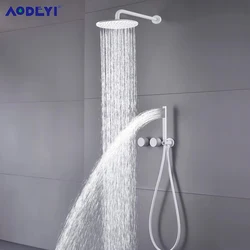 Bathroom Faucet System White Brass Shower Set 2 Ways Hot And Cold Wall Mounted Bathtub Mixer Tap Rain Head Arm Kit