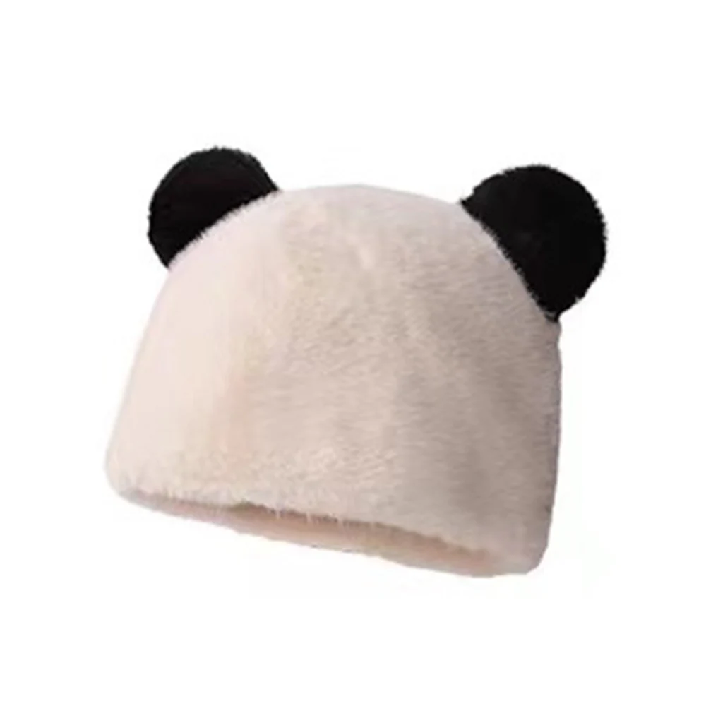 2024 Fluffy Faux Fur Bucket Hat Bear Ears Hat For Women Plush Hat Warm Winter Thicken Cold Snowy Day Panama Cap Ear Protection