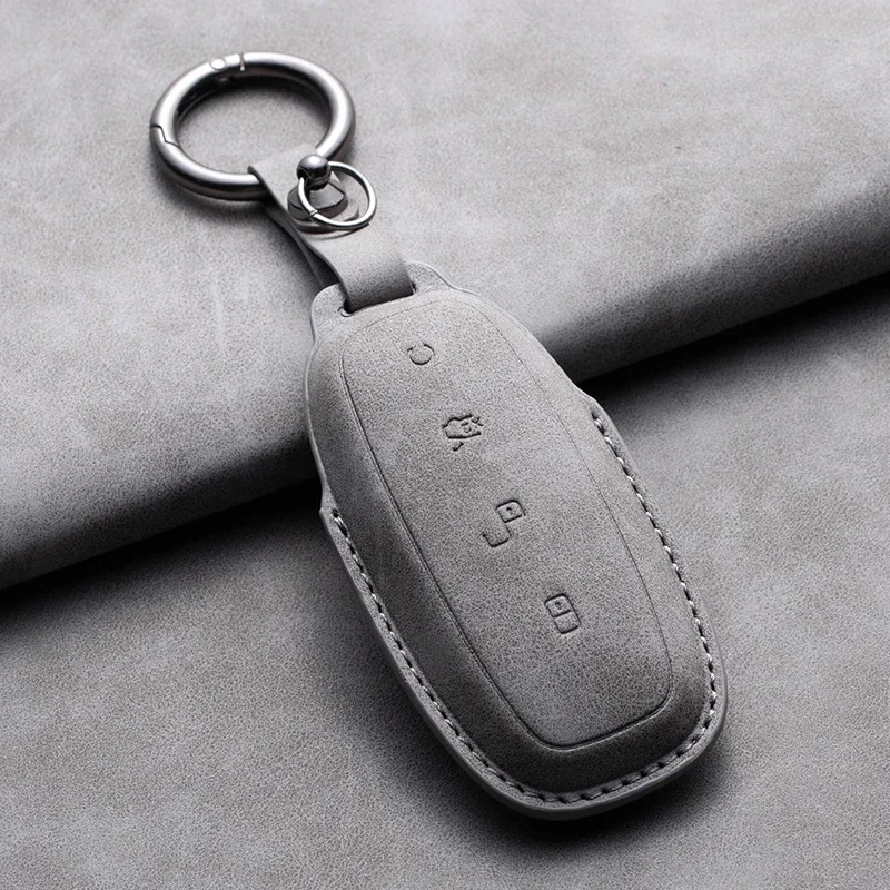 

Leather Car Key Case Cover for BYD DENZA D9 2022 for Denza D9 DM-i 2022 2023 Auto Key Fob Shell Car Styling Keychain Accessory