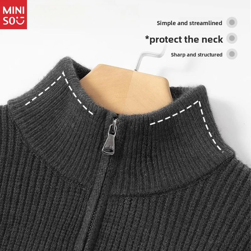   Herren-Pullover mit halbem Reißverschluss, Strickwaren im Herbststil, luxuriöse Freizeitjacke für den Außenbereich