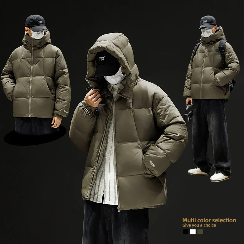Men's Waterproof Hooded Down Jacket Winter Warm Windproof Thickened Loose Fashion Parka 90% Down Puffer Jacket Men JK-106