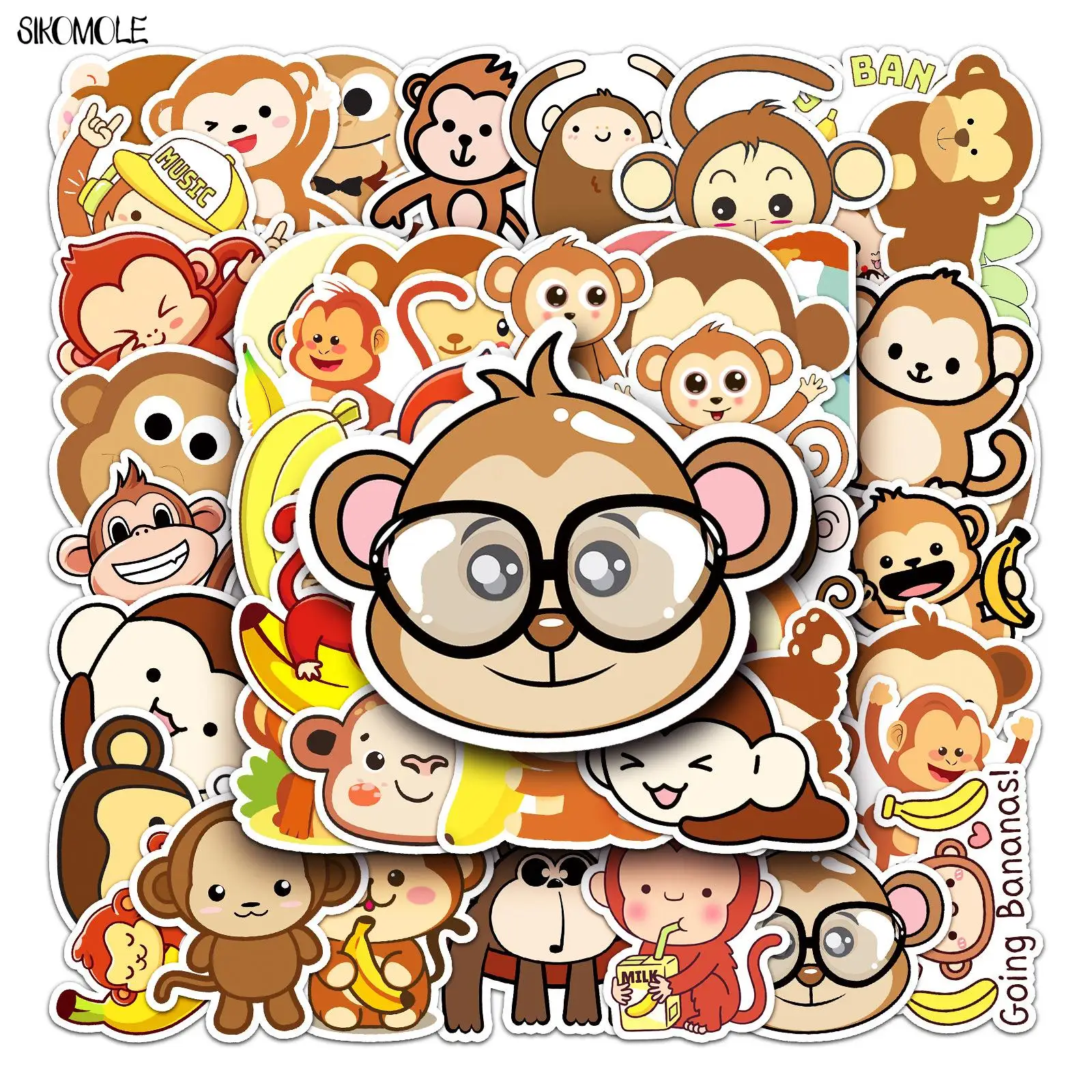 10/30/50PCS Cartoon Monkey Animals Stickers Colorful Aesthetic Kid DIY Toy Car Skateboard Laptop Phone Graffiti Decal Sticker F5