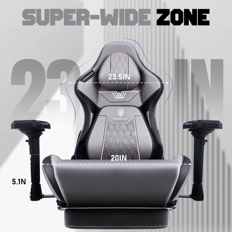 كرسي ألعاب مريح من جلد البولي يوريثان مع مساند للذراعين رباعية الأبعاد قابلة للتعديل ومسند قدم مدمج للبالغين والمراهقين بكم مكتب عالي الظهر #4