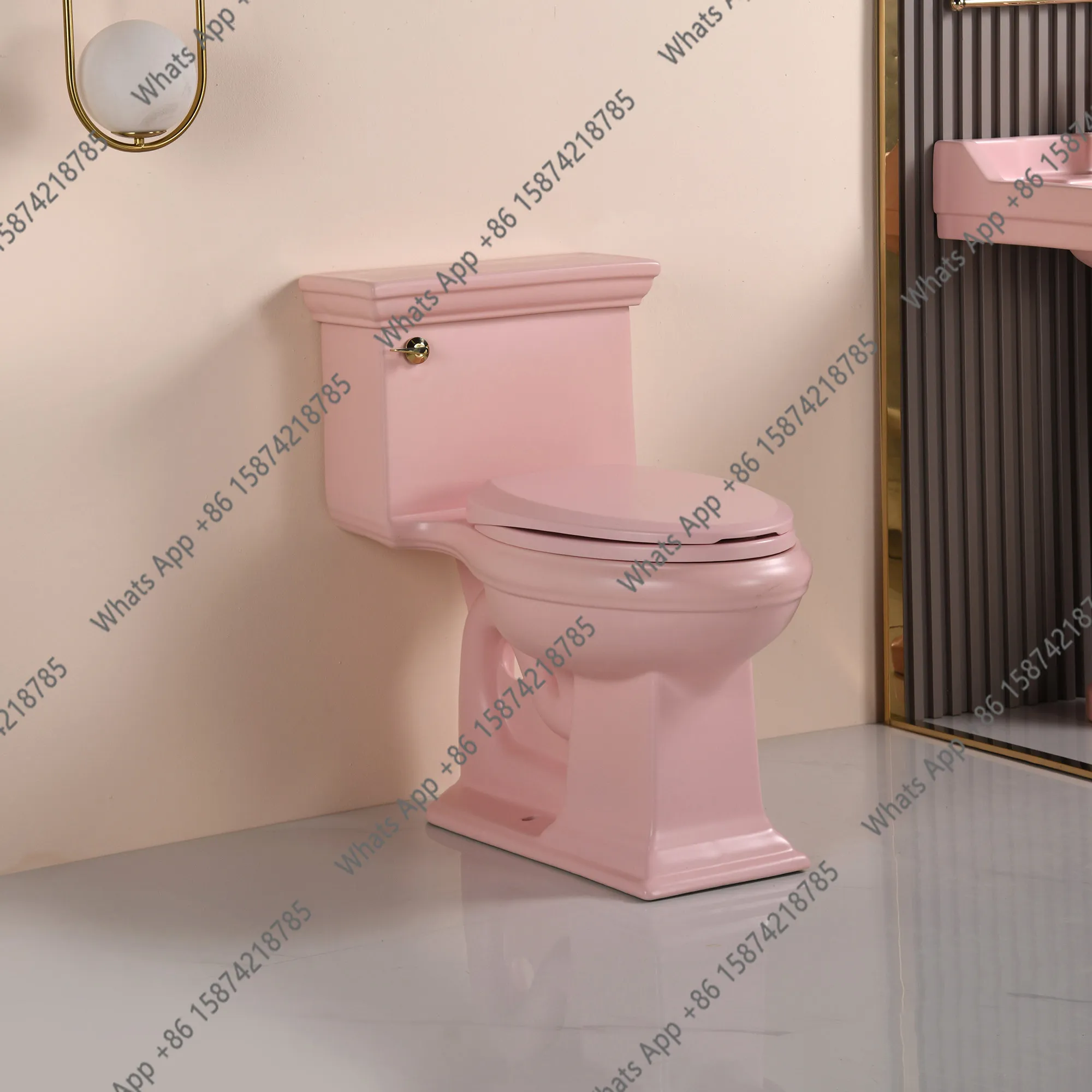 European retro pink toilet, siphon peach pink toilet, personalized designer model bathroom furniture