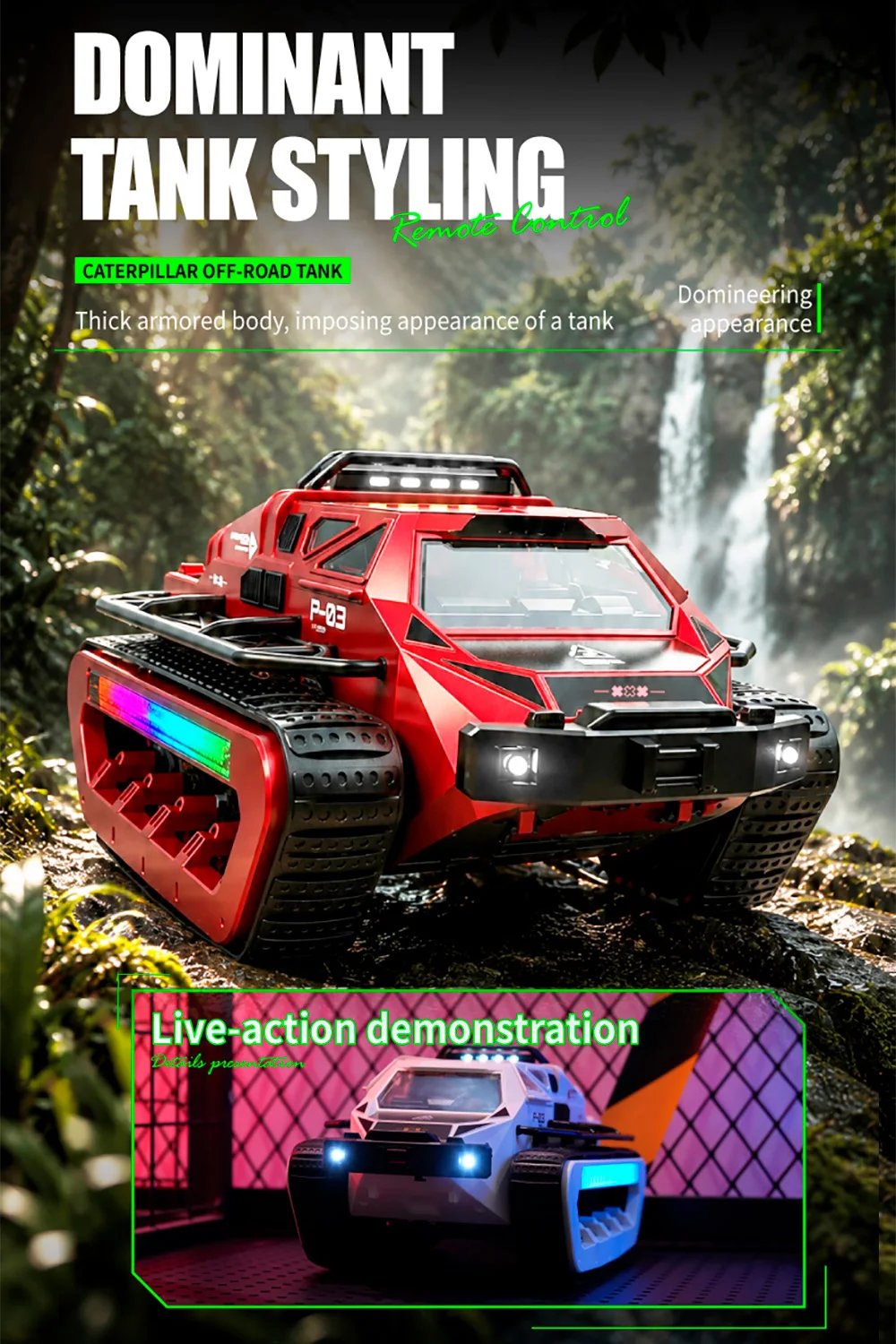 9IMOD C8840 Tracked Off‑Road RC Car 2.4G Crawler with 7.4V 1200mAH Battery