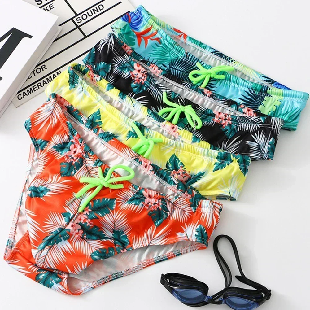 Sexy Men's Swimming Shorts Bikinis Briefs Summer Swimsuit Beachwear Surfing Trunks Printed Male Bathing Suit