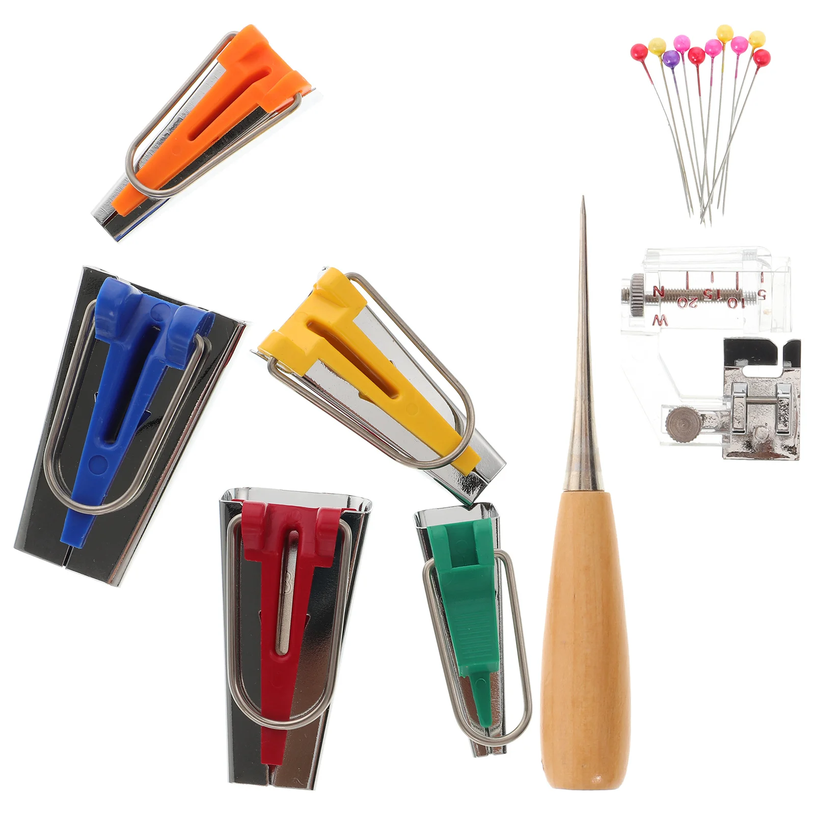 5 pçs 1 conjunto kit fabricante de viés de fita diy ferramenta de costura para tecido acolchoado trimmer rápido fácil econômico ferro-dobra perfeito