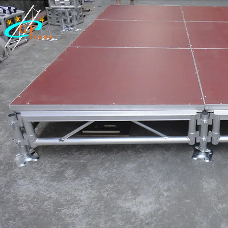 Outdoor Events Customized Red Color Aluminum Portable Stage Equipment with Stairs