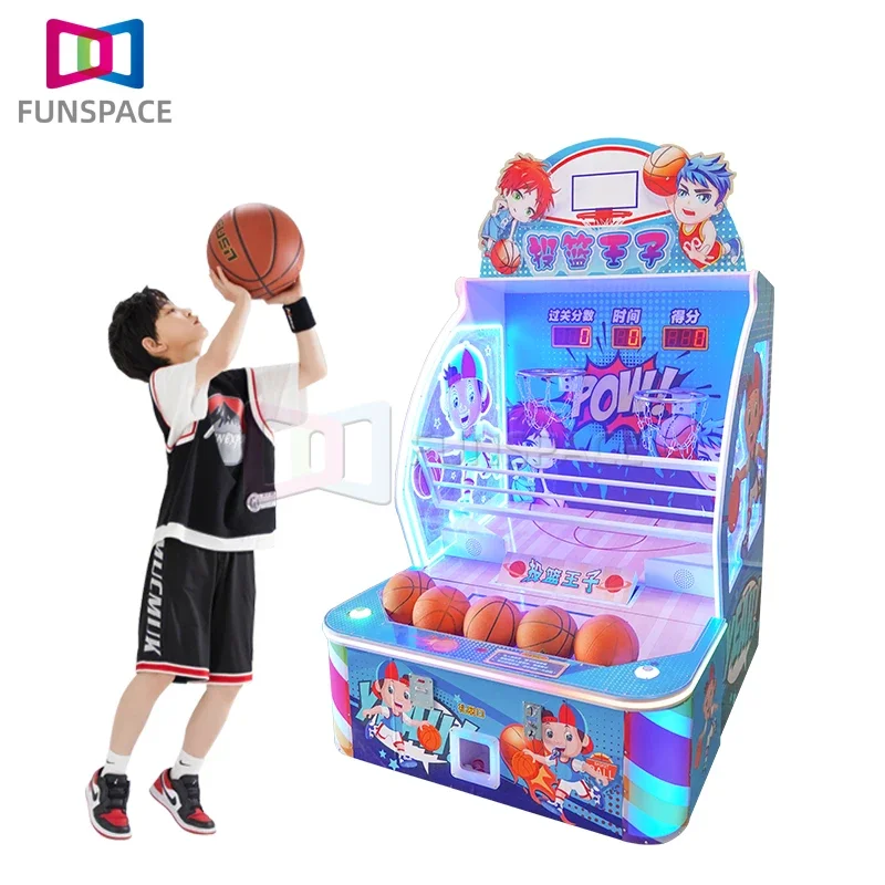 Funspace Amusement Cartoon Dazzling Coin Operated 2 Players Kids Basketball Machine Arcade Basketball Shooting Game Machine