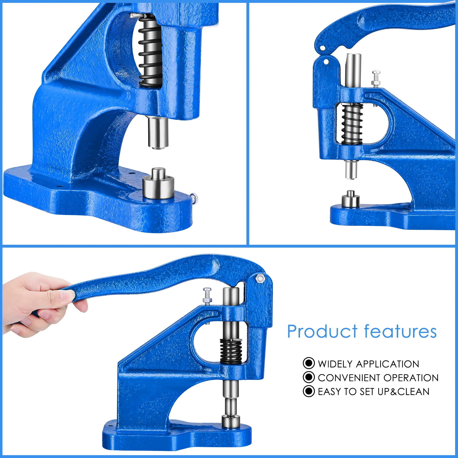 Imagem -04 - Hand Press Rivet Eyelet Machine Buttonhole Machine Heavy Duty Leather Ver Band Ferramentas de Couro Ferramentas de Hardware para Reparo