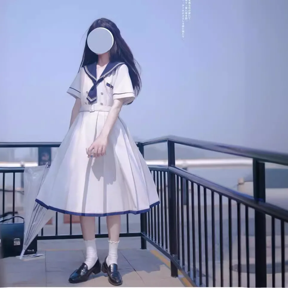 Abito da donna dolce in stile accademico giapponese Colletto alla marinara Abiti Kawaii Abiti Lolita femminili Abiti estivi da donna carini JK