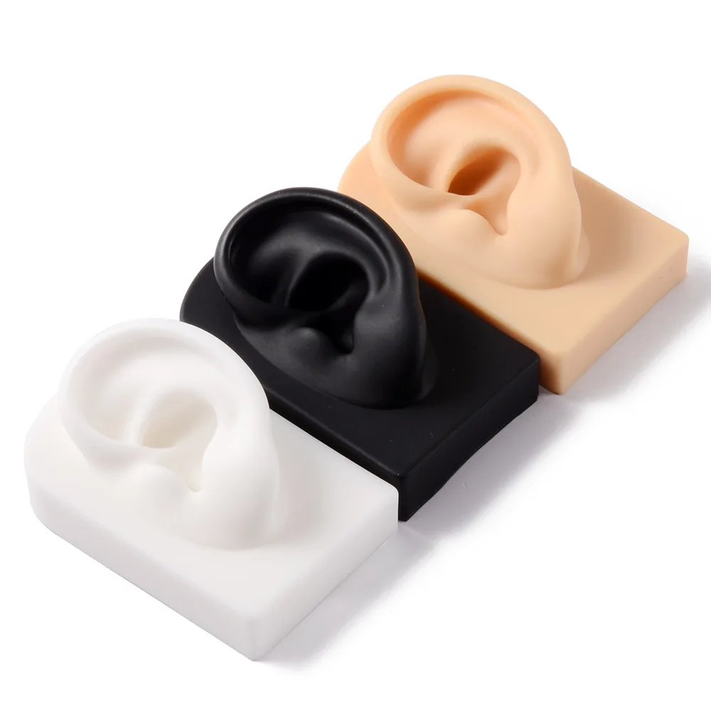 Kit de support en silicone souple pour prothèse auditive, modèle d'oreille, pratique du piercing, simulation de bijoux, affichage acrylique, fuchsia, 1:1, 1 pièce