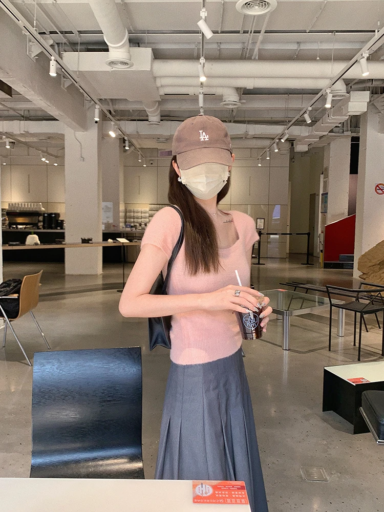 

Ретро-топ из трикотажа, облегающий, маленький размер, для женщин, летний, сексуальный, модель 77