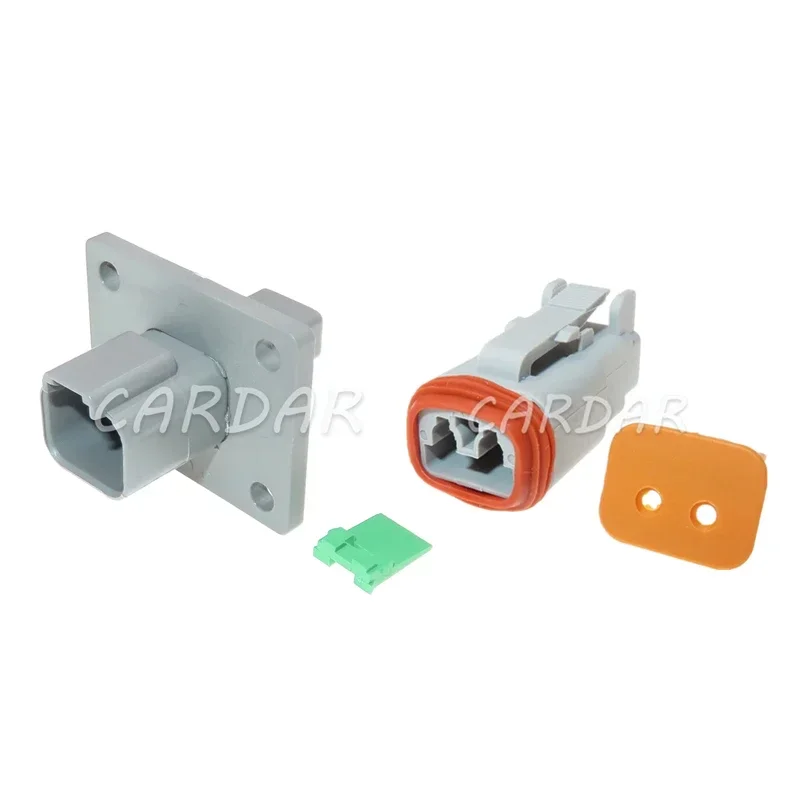 1 Set 2 Pin DT04-2P-L012 DT06-2S Auto Electrical Power Connector AC Assembly Car Wiring Waterproof Sealed Socket With Flange