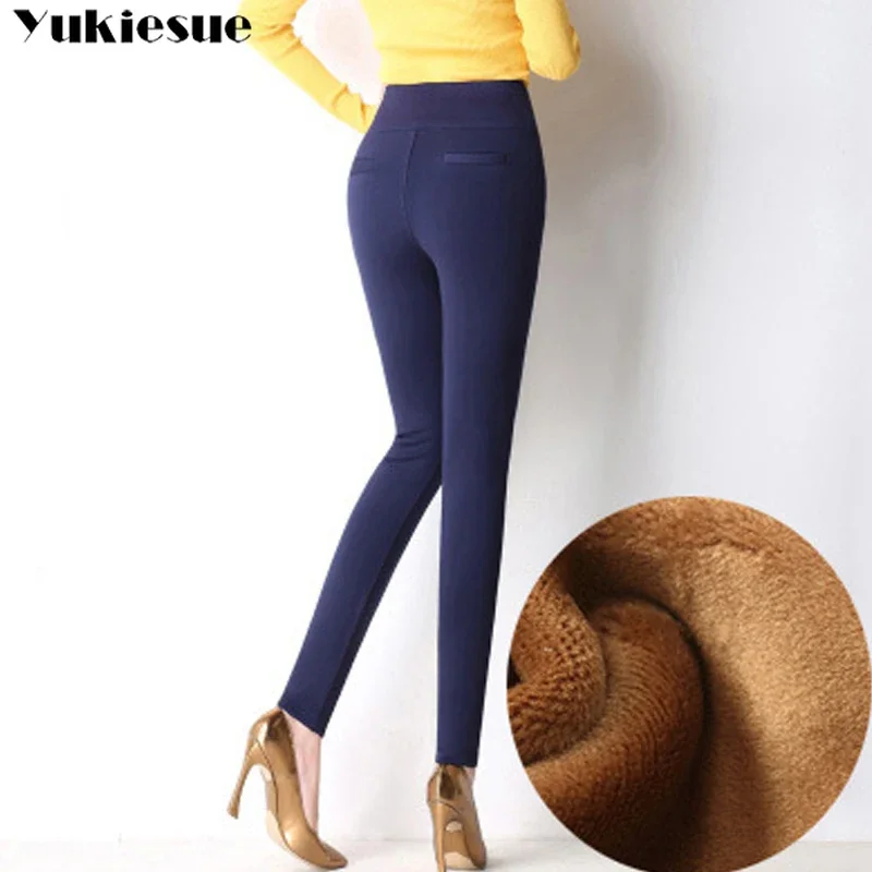 winter thick warm fleece high waist Women's Capris pencil pants for women skinny leggings woman trousers clothe S-6XL