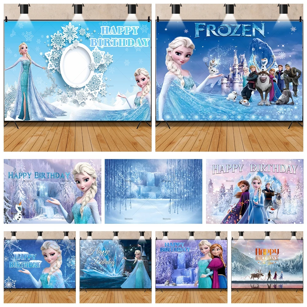 Princess Elsa Frozen Castle Background Birthday Decoration Anna Party Baby Girl Kid Birthday Gift Custom Photo Photography Props