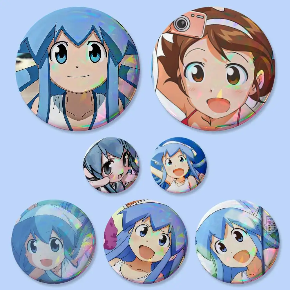Ika Musume Funny Anime Squid Girl Badges Button Round Creative Pin Brooch Badge Bag Decor Accessories Fans Collect Friends Gifts