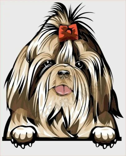 For SHIH-TZU Peeking Dog Breed Colour Window Wall Laptop Sticker waterproof
