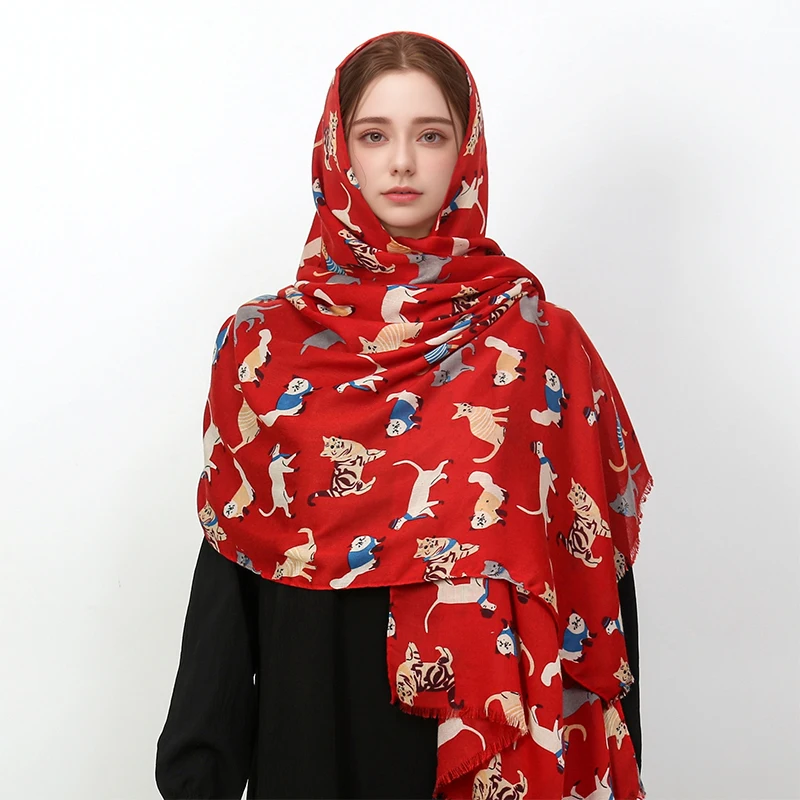 2024 Women Scarf Animal Print Hijab Soft Cotton Shawls and Wraps Tessale Female Foulard Designer pashmina Bandana Headscarf