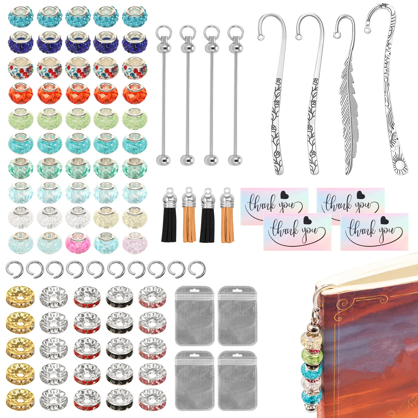 DIY Custom Bookmark Making Kit with Rich Assorted Accessories Alloy Beaded Bookmark Craft Kit for Party Favors Handmade Gifts