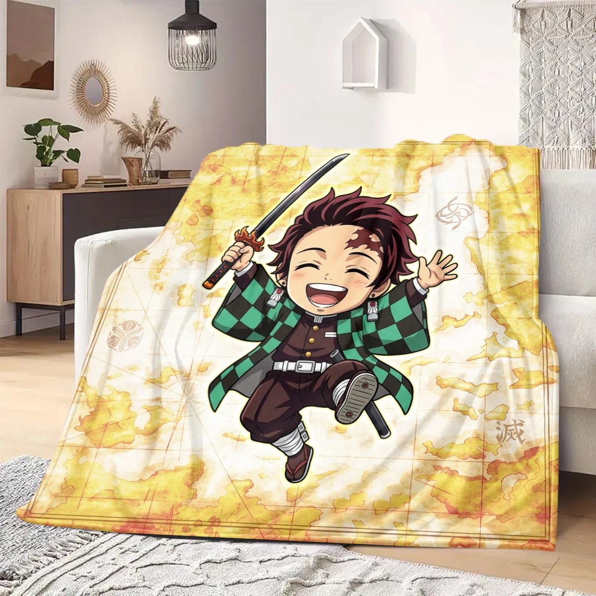 Demon Slayer Flannel Blanket Cool Print Perfect For Home Sofa Chair Bed Travel Picnic -HE18