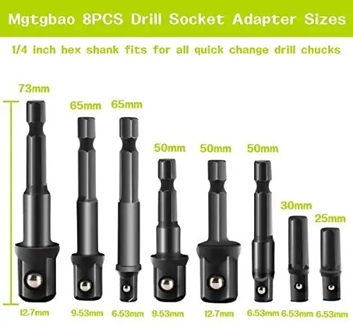 12 Chiếc Máy Khoan Ổ Cắm Adapter Và Giảm Tốc Bộ Mở Rộng Bộ Chuyển Máy Khoan Vào Tốc Độ Cao Hạt Driver 1/4 ", 3/8" Và 1/2 "Ổ