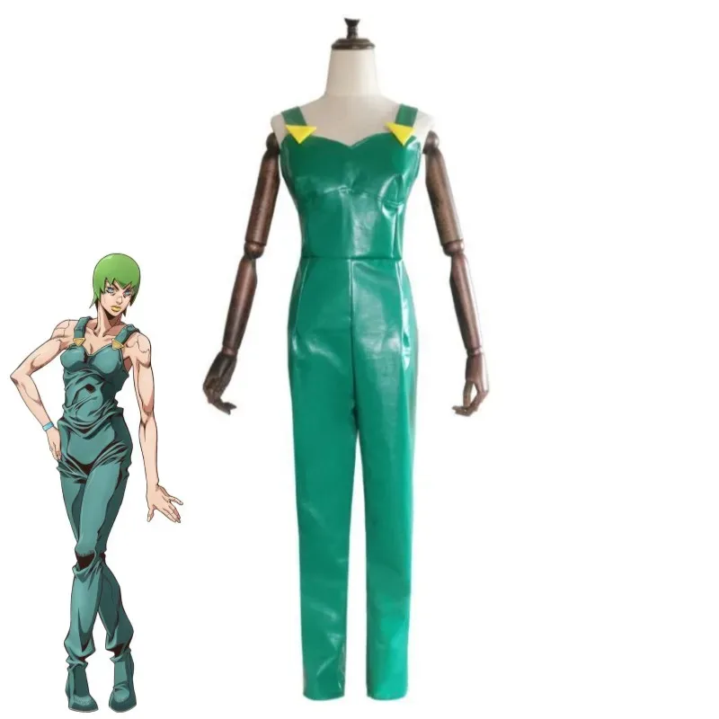 

Anime Jojo’S Bizarre Adventure Stone Ocean Foo Fighters F·F FF Cosplay Costume Green Jumpsuit Overall Hallowen Role Play Suit