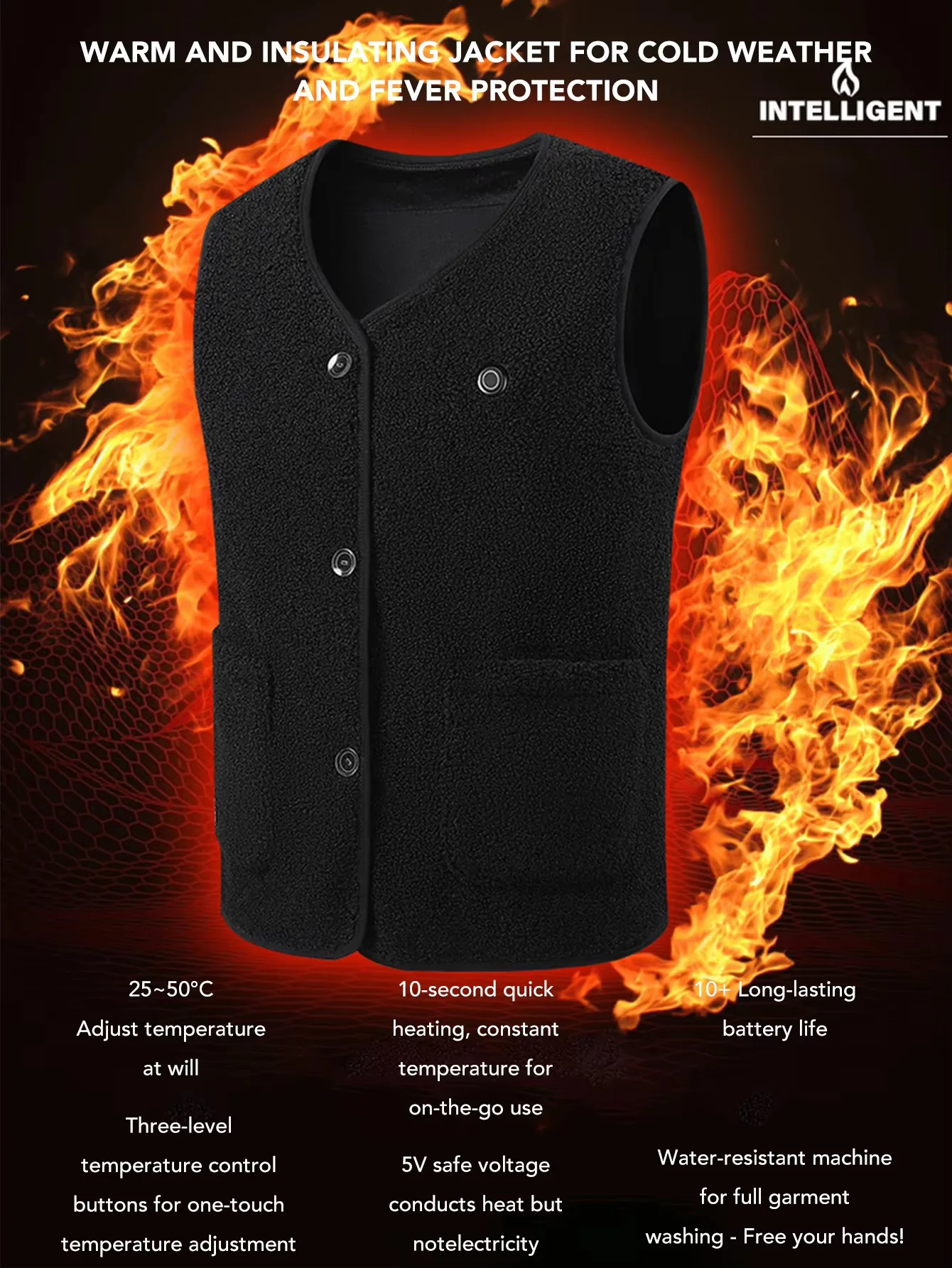 

16 Areas Fleece Self Heating Vest for Men Women USB Electric Heating Vest Thermal Waistcoat Winter Lamb Velvet Warm Jacket