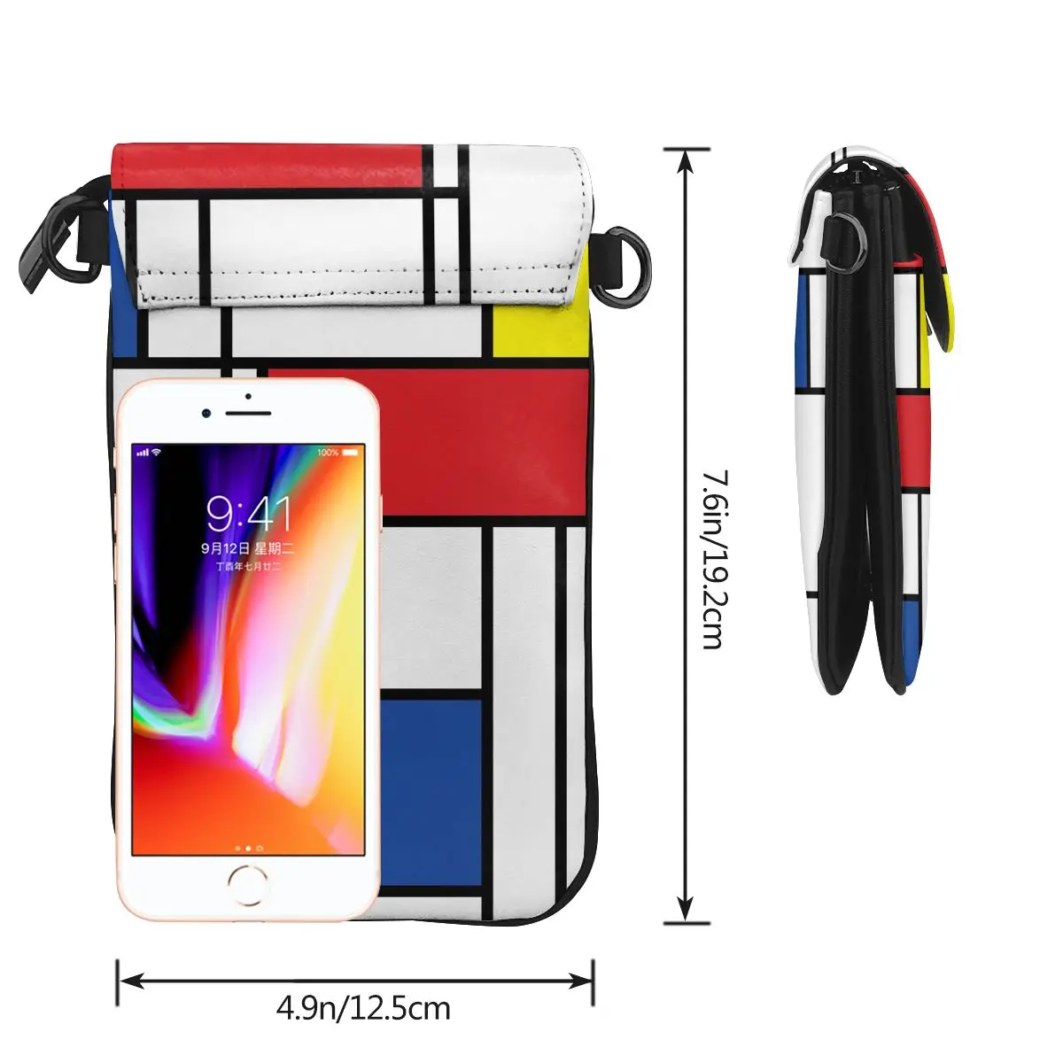 Pop Art - Mondrian Minimalista De Stijl Borsa a tracolla di arte moderna Donna d\'affari Borse da donna Regalo Elegante borsa in pelle