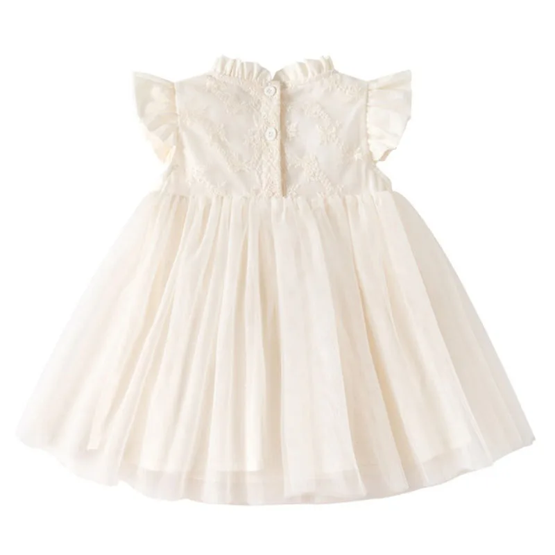 2026 Summer Newborn Girls Clothes Korean Fashion Mesh Sleeveless Princess Baby Dresses 1 Year Birthday Infant Formal Dress B402