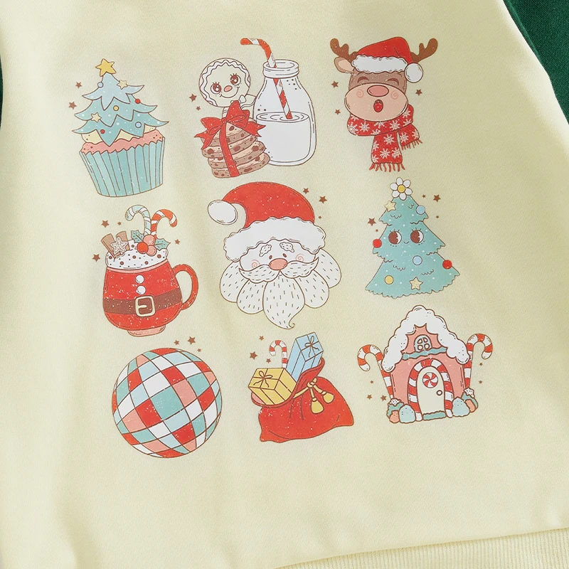 Baby Christmas Sweatshirts Classic Cartoon Snowman Print Long Sleeve Pullovers Toddler Winter Tops