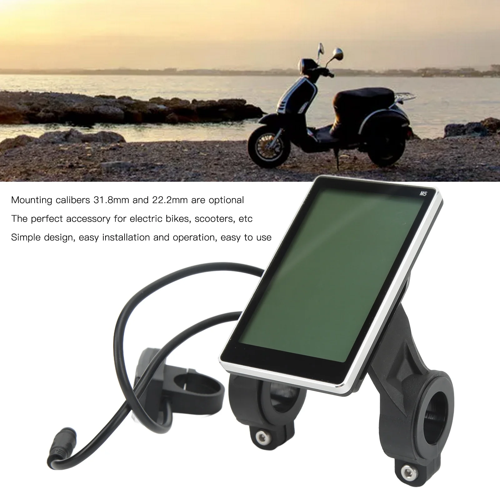 Electric Bike M5 LCD Display Waterproof Connector Panel Electric Scooter Display Panel Screen Vertical Screen Speed Controller